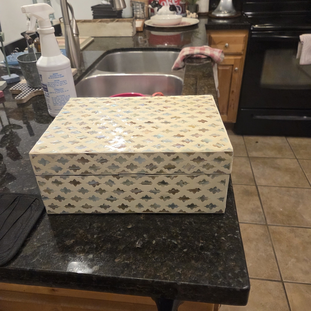 Cream Patterned Decorative Storage Box by - Picture 3 of 6